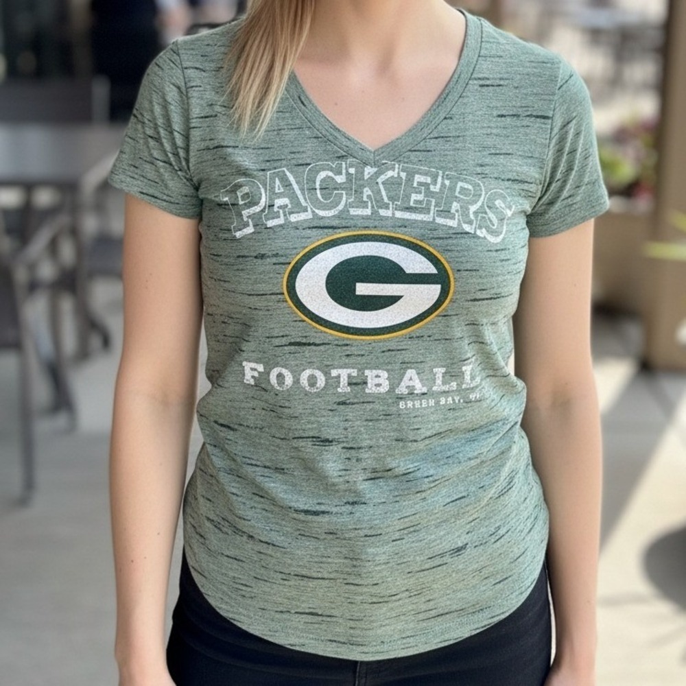Green Bay Packers Womens NFL Team‎ Apparel V Neck T Shirt Green Small